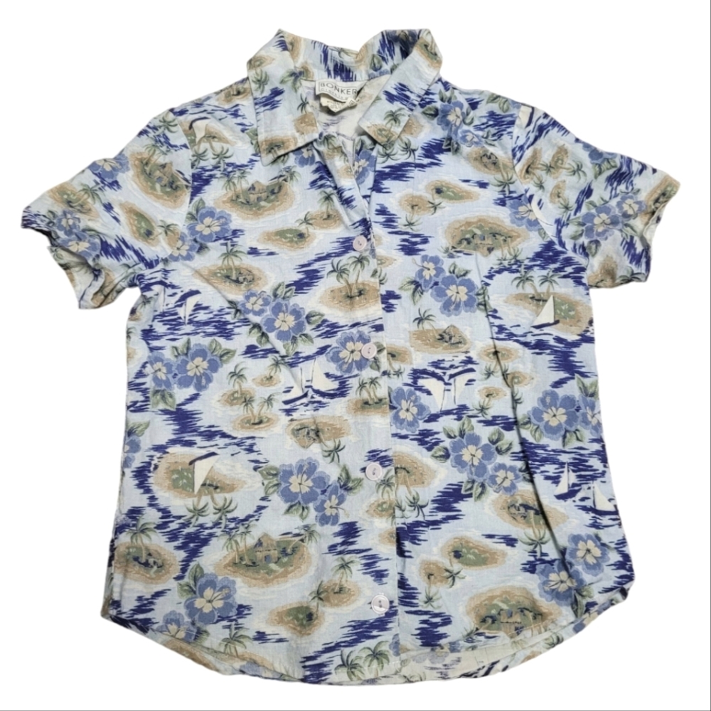 Vintage 1990s Bonkers Clothing Co. tropical Hawaiian luau shirt